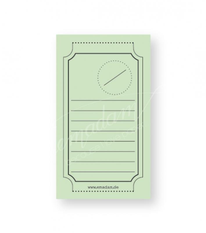 Notizblock - Vintage-Ticket, Pastellgrün