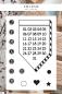 Preview: clear stamp set mit einem kalender in bannerform. kann für jeden tag und jeden monat benutzt werden. für journaling und planer gestaltung als kalender oder gewohnheitstracker. mit zusätzlichen süßen icons