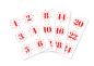 Preview: Stickers - 24 advent stickers, numbers with stars, red, 40 mm