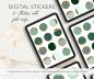 Preview: Digitales Sticker Set - 12 Sticker in Grüntönen mit Goldkante, PNG Dateien, kompatibel mit GoodNotes und Co., Printable