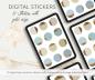 Preview: Digital Stickers Pack, 12 Stickers in cool colours with gold edge, individuel PNGs, compatible with GoodNotes and other apps, printable