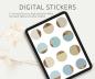 Preview: Digital Stickers Pack, 12 Stickers in cool colours with gold edge, individuel PNGs, compatible with GoodNotes and other apps, printable