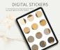 Preview: Digital Stickers Pack, 12 Stickers in earthy colours with gold edge, individuel PNGs, compatible with GoodNotes and other apps, printable