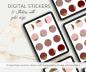 Preview: Digital Stickers Pack, 12 Stickers in shades of red with gold edge, individuel PNGs, compatible with GoodNotes and other apps, printable