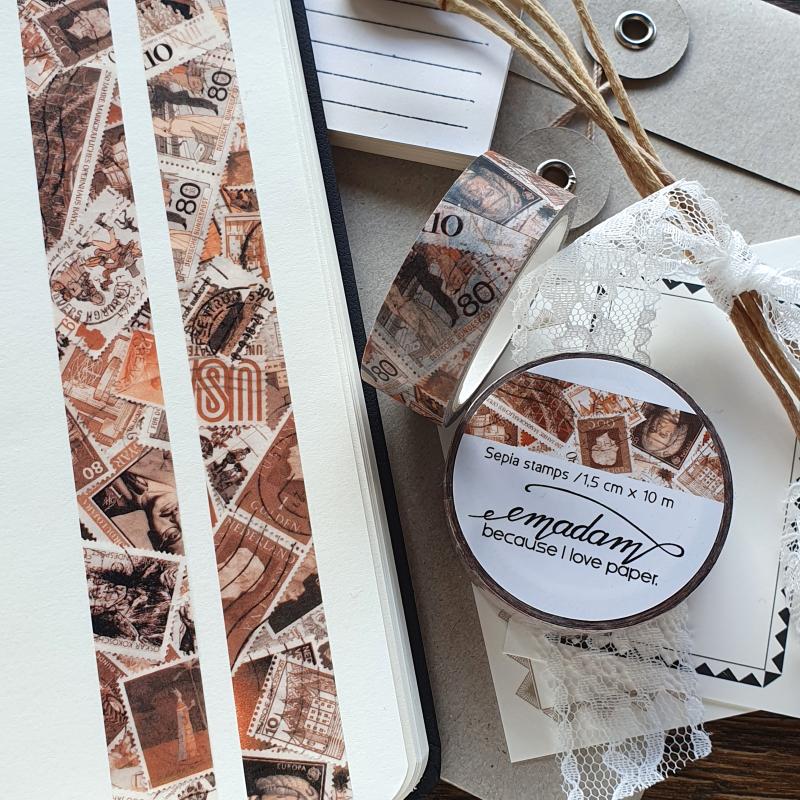 Washi Tape - Sepia stamps
