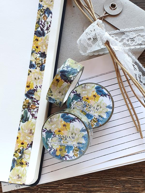 Washi Tape - Citrus peonies