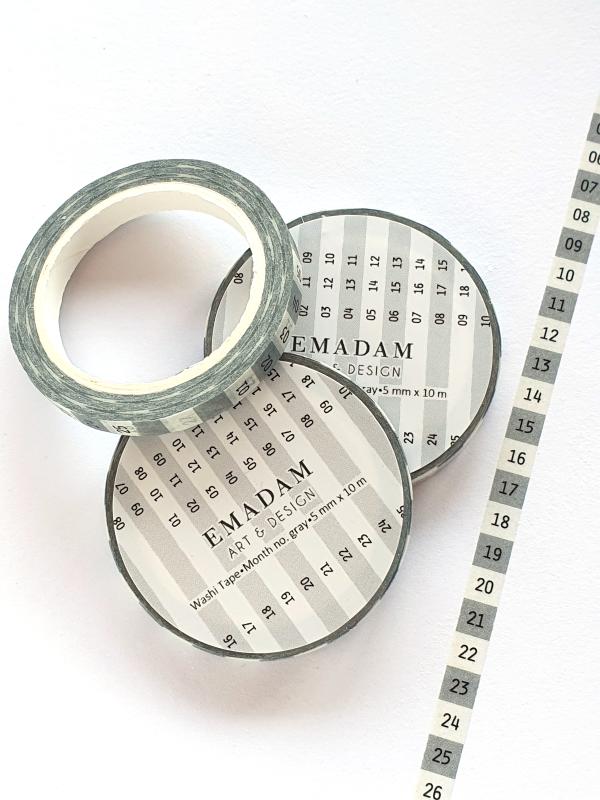 Washi Tape - Numbers, grey