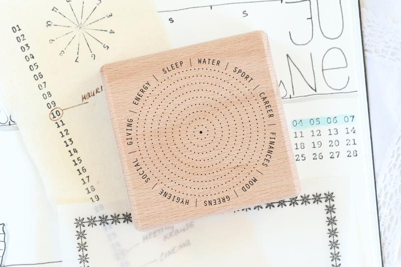 rubber stamp habit tracker for bullet journal and planner for different habits as a circle