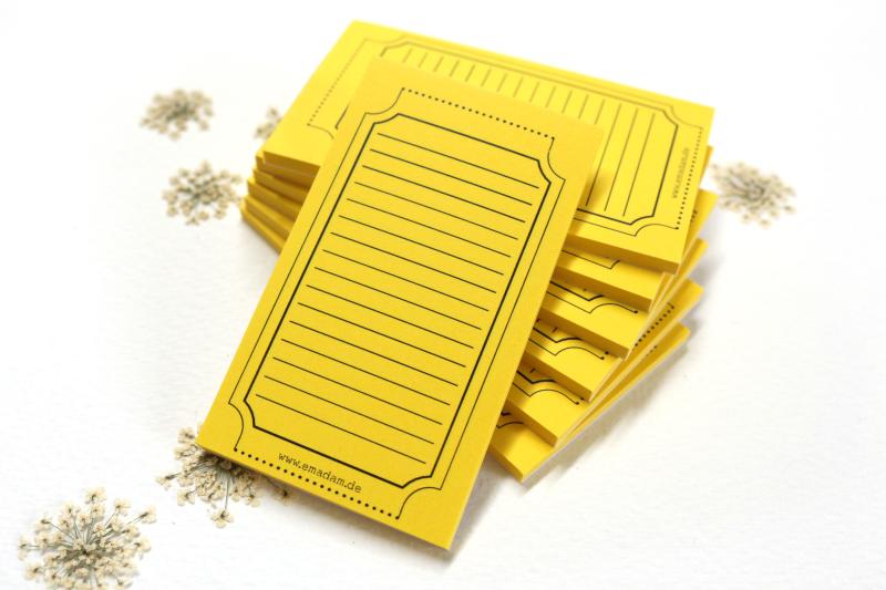 Notepad - Vintage-ticket, yellow