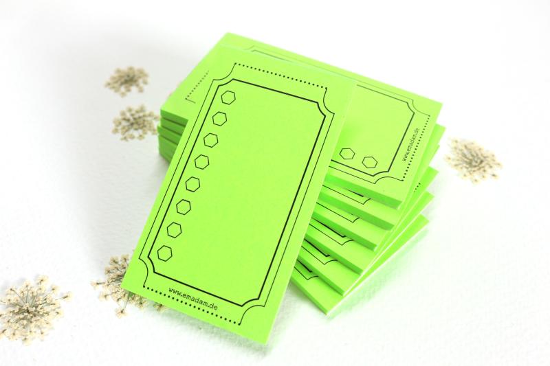 Notepad - Vintage-ticket, neon-green
