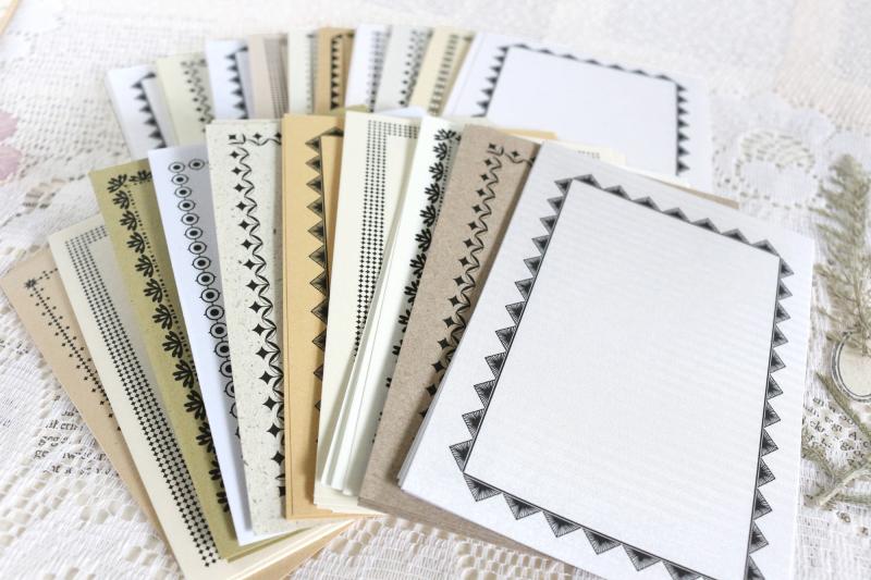 Notecards - Vintage-set with frames, classic edition, 160 pieces