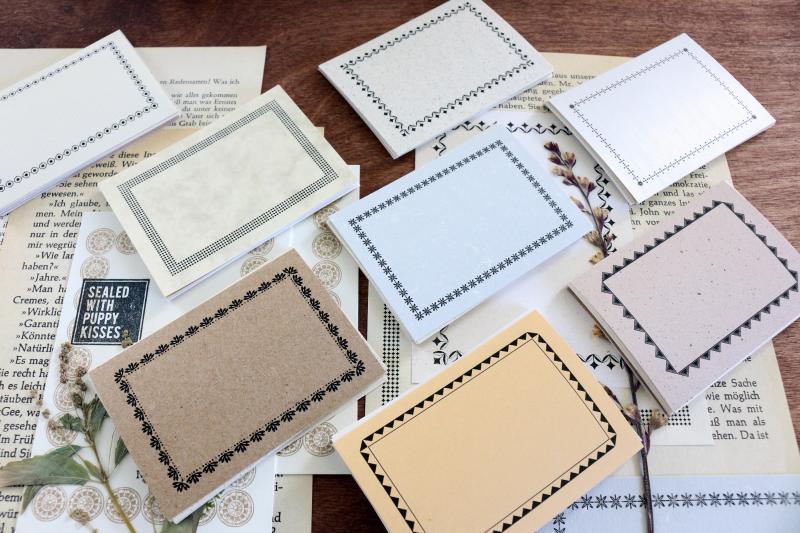 Notecards - Vintage-set with frames, classic edition, mini, 160 pieces