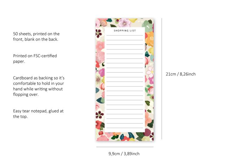 Notizblock - Shopping Liste, Einkaufsliste, Hellebores