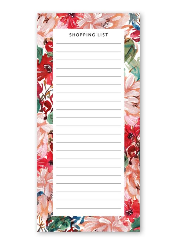 Notepad - Shopping list, Summer Floral