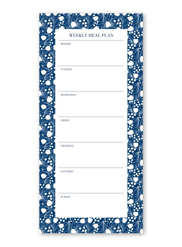 Notepad - White Bells, weekly meal plan