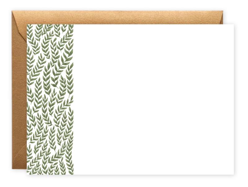 Flache Grußkarten, Weidenblätter, Set von 10 Stück mit Umschlägen