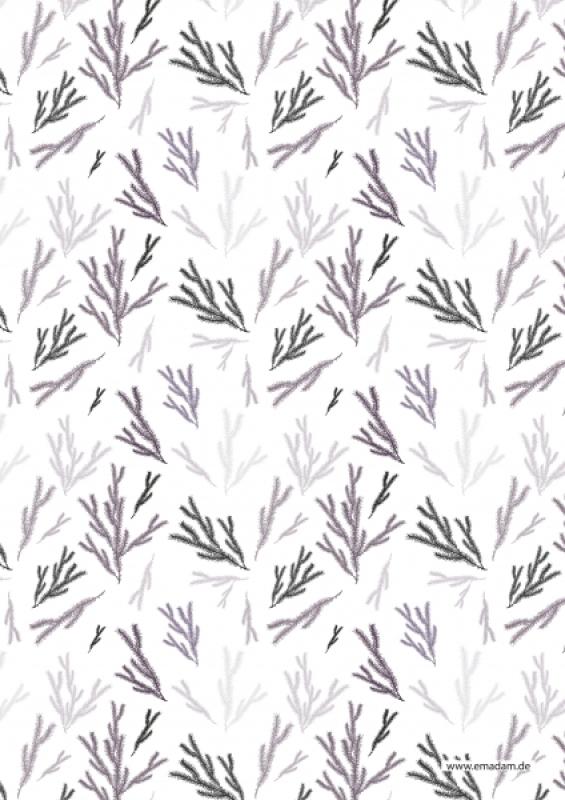 Pattern "Fir brunch lilac/grey"