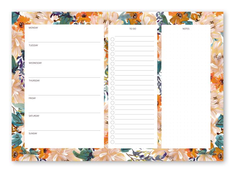 Notepad - Weekly planner with to do list, Orange Summer