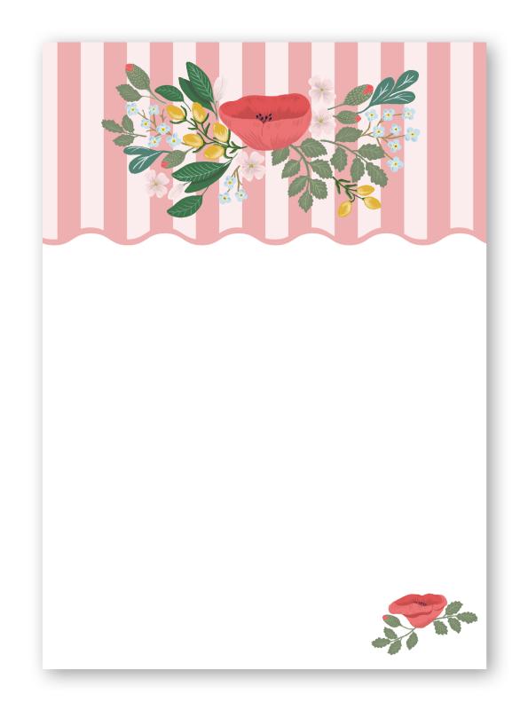 Notizblock A6 Memo Pad Poppy Love Striped