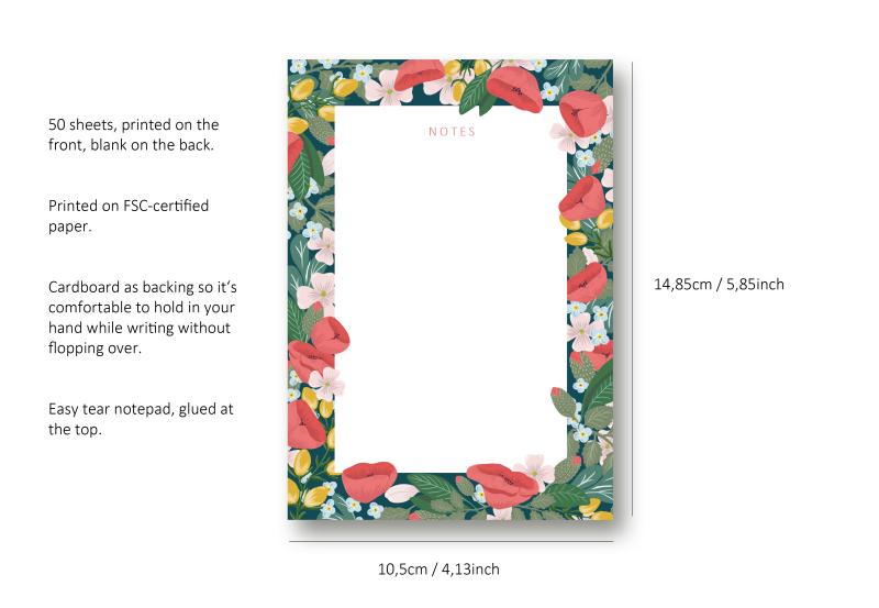Notizblock A6 Memo Pad Poppy Love