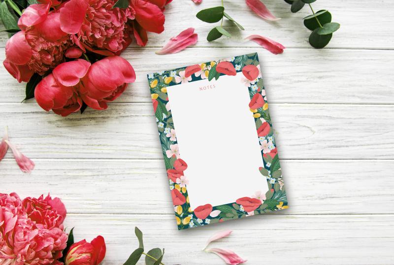 Notepad A6, Memo Pad, Poppy Love