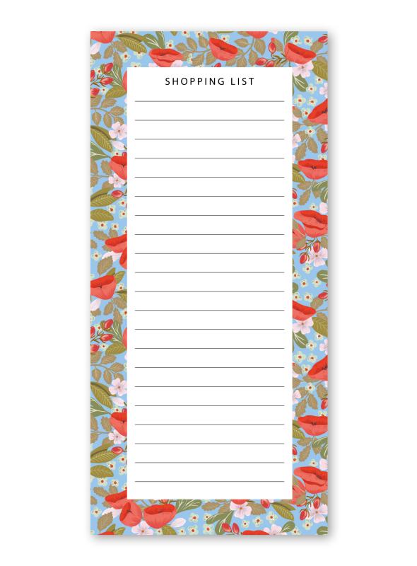 notizblock einkaufsliste shopping liste din lang poppy love rot blau