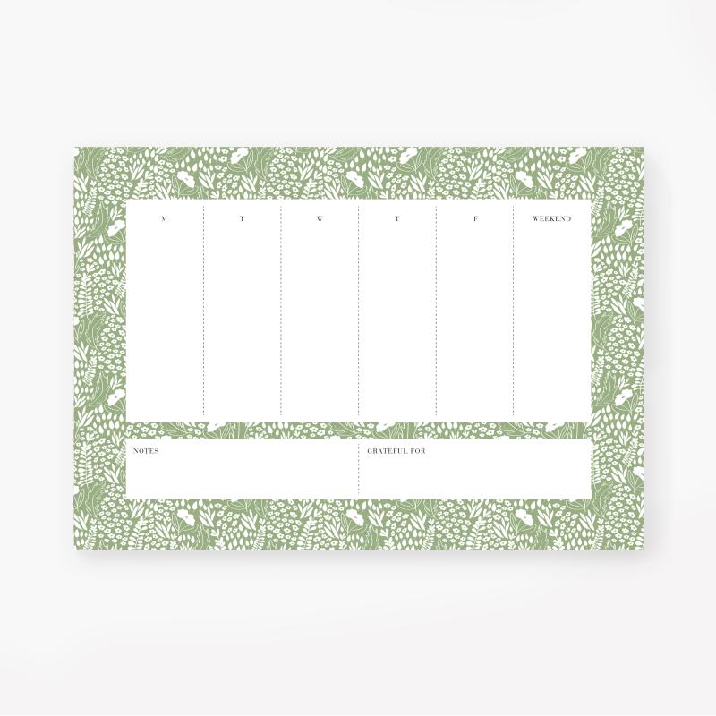 notepad weekly planner green dreams family planner