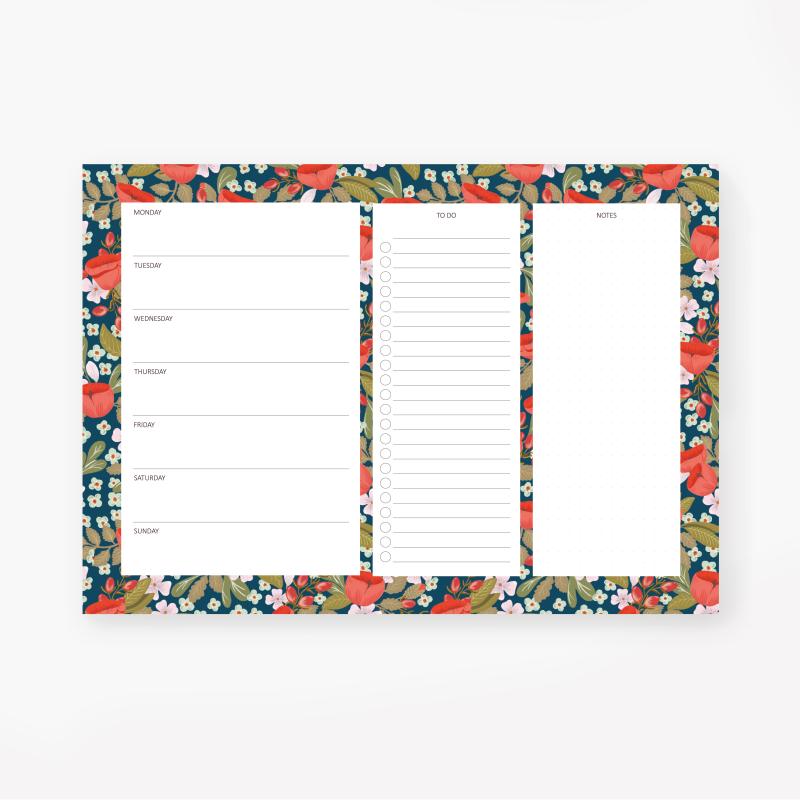 notizblock wochenplaner poppy love red 2 to do list checklist notes desk pad