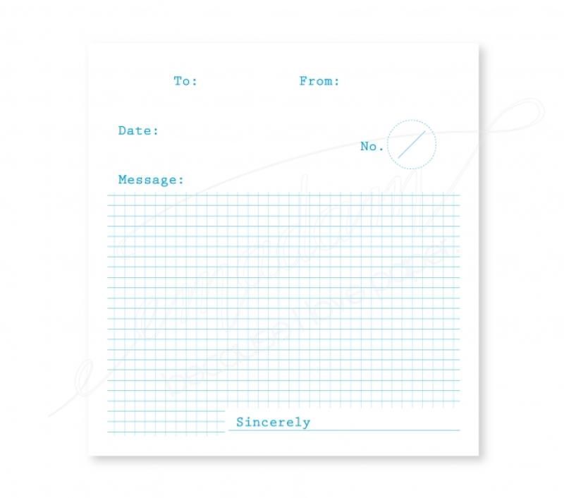 Notizblock - To-From-Message, Blau auf verschiedenen Papieren