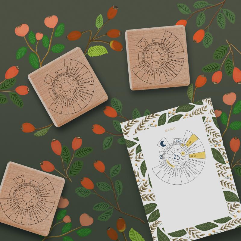 Preview: Rubber stamp - Perpetual weather calendar, german version