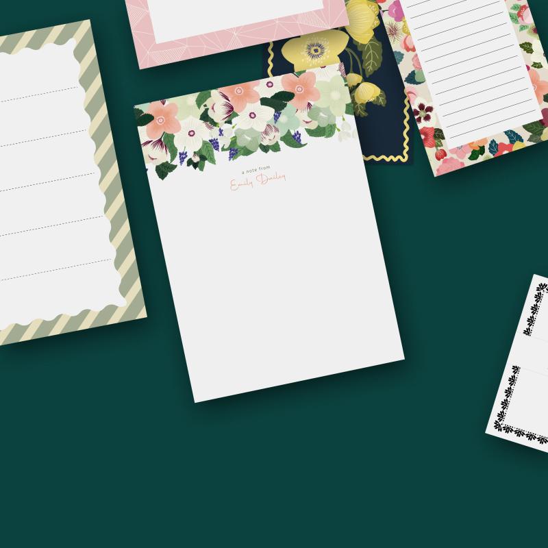 Preview: Personalisierter Notizblock A5, Hellebores oben