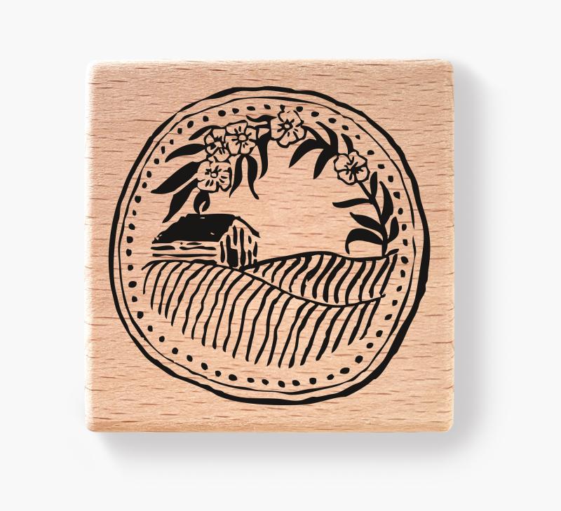 Stempel - Farmhaus auf einem Hügel