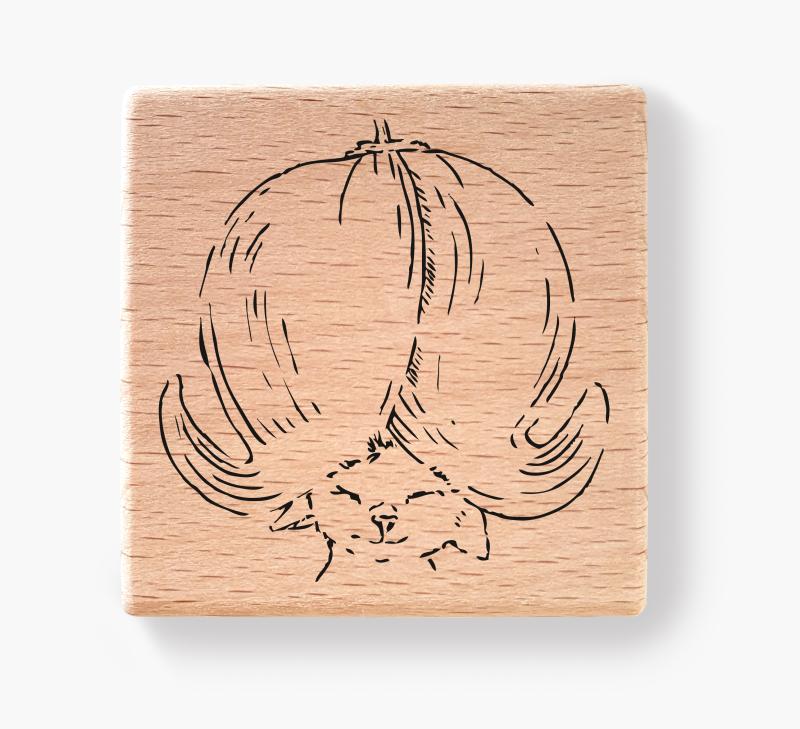 Stempel - Kätzchen mit Tulpe als Hut