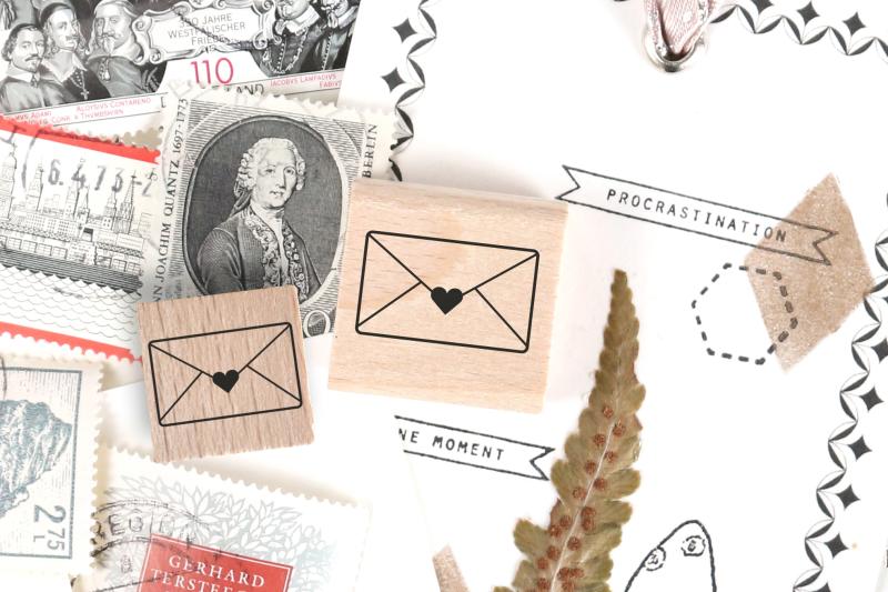 rubber stamps envelopes with little heart