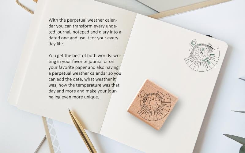 rubber stamp perpetual calenar with weather for every journal and planner