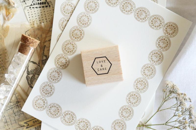 Rubber stamp - "Love and care" hexagon