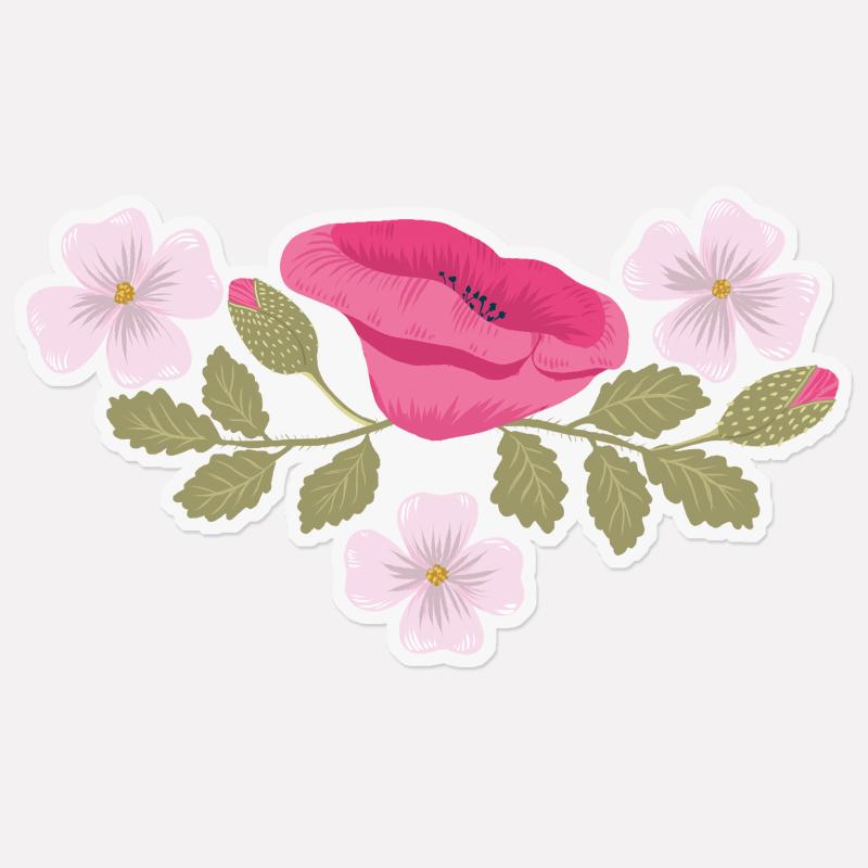Sticker transparent Blumenstrauß Mohnblüte Pink