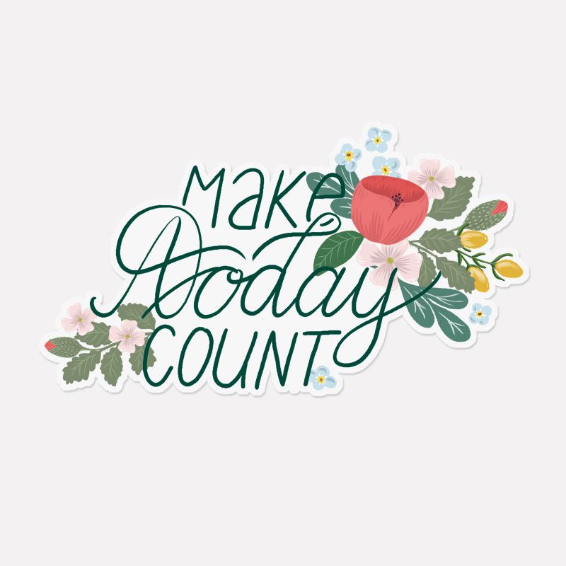 Sticker transparenter Vinyl Sticker Make today count Mohnblüte 7,7 x 4,4 cm