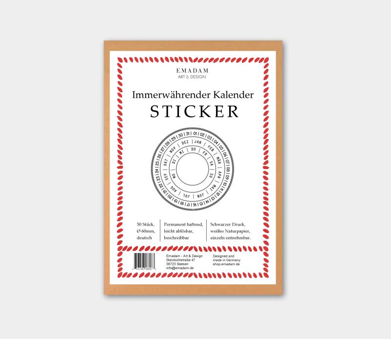 Sticker - Perpetual calendar circles, 50 pieces, german