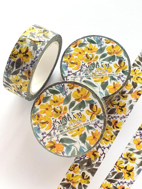 Washi Tape - Lemon flowers