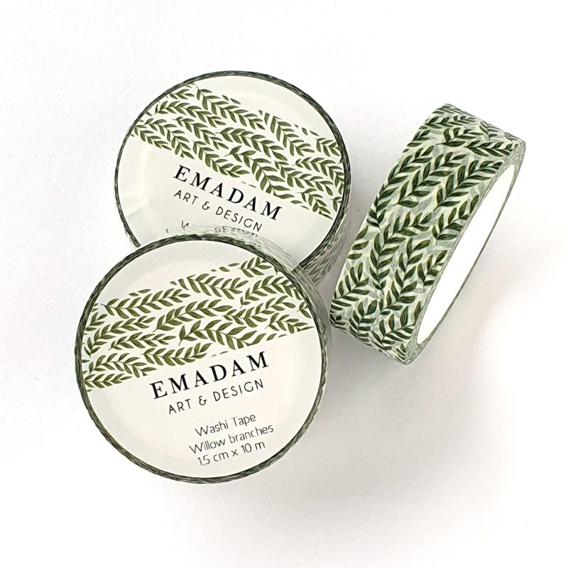 washi tapes willow branches green for journaling