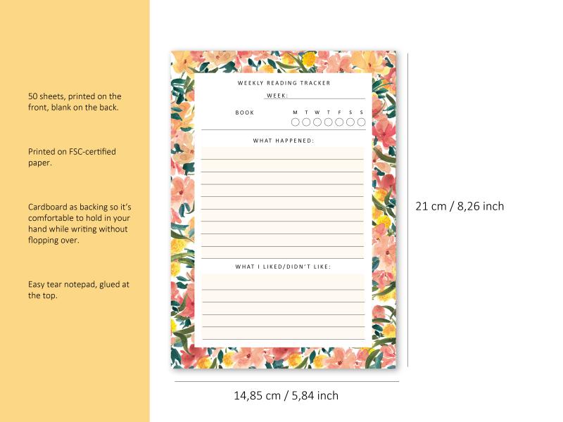 Notepad - Weekly reading tracker, A5