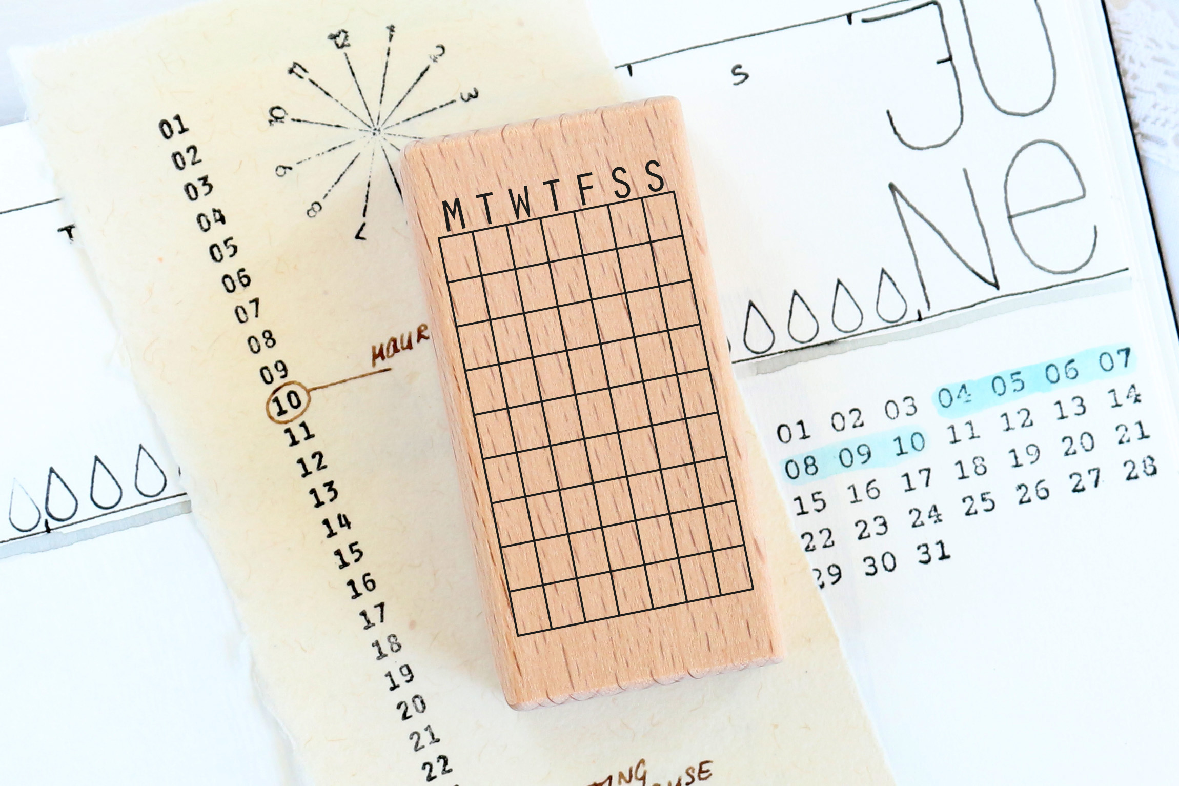 Goal Habit Tracker Stamp (SUNDAY 1st) | Perpetual Calendar Planner Stamps |  Planner Minimalist Journal | Bujo Rubber Stamp Bullet Journal BJ — Modern