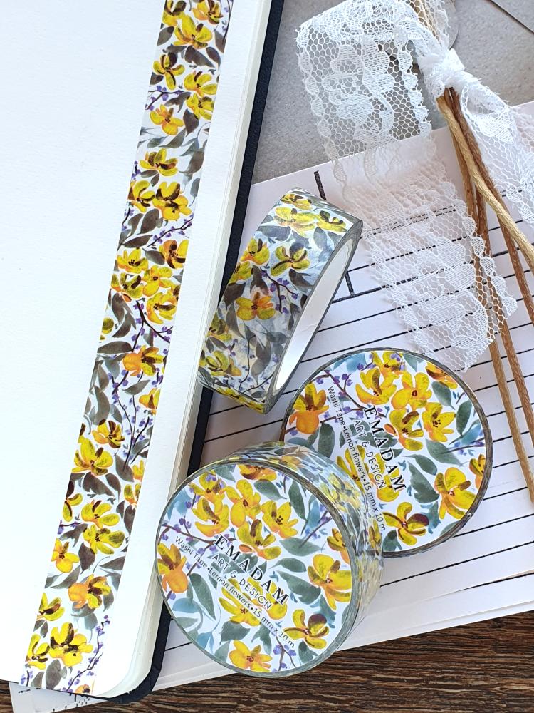 Washi Tape - Lemon flowers