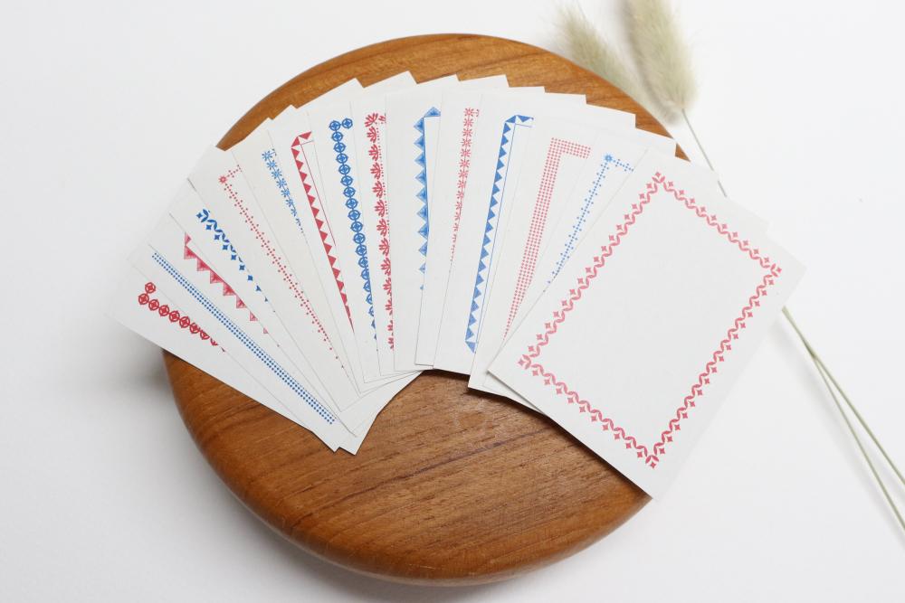 Notecards - Vintage frames, red and blue bundle, 80 pieces