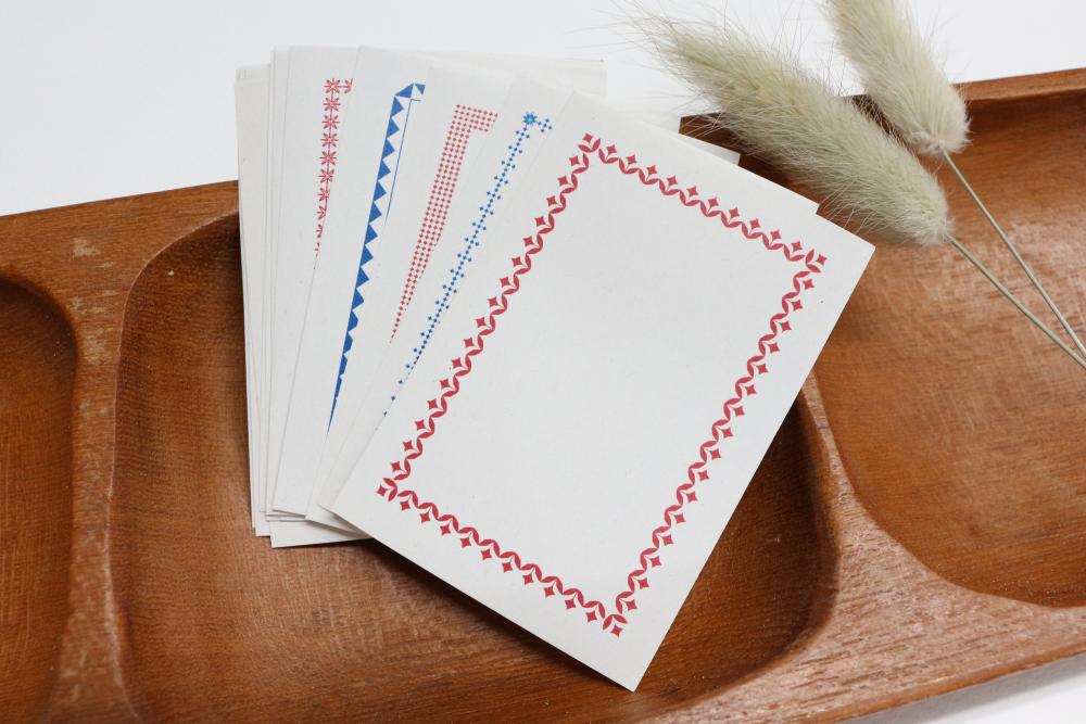 Notizkarten - Vintagerahmen Set, rot und blau, 80 Stück