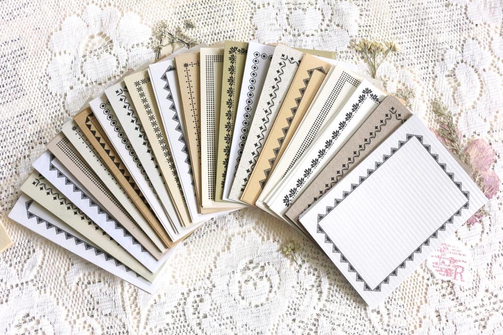 Notecards - Vintage-set with frames, classic edition, 160 pieces