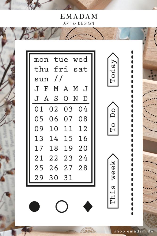 clear stamp set für planer und bullet journals rechteckiger kalender für jeden tag als habit tracker und für termine