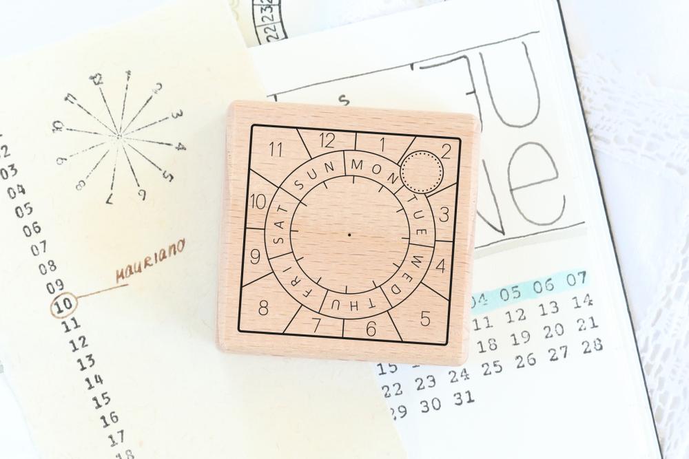 Rubber stamp - Calendar and clock cube