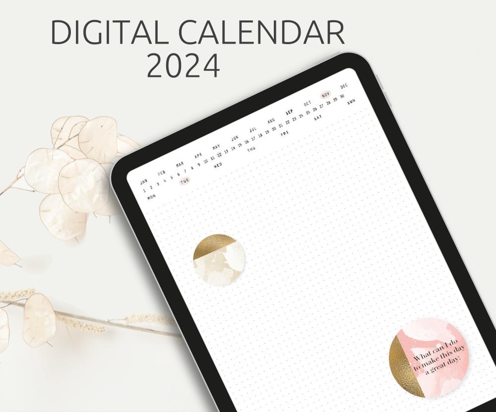 Digital Journal 2024, fully hyperlinked, with different stickers and covers, individuel PNGs and PDFs, compatible with GoodNotes and other